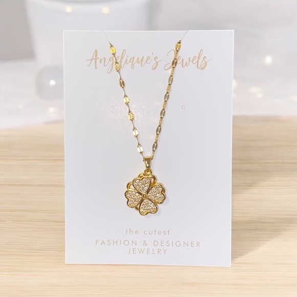 18k Gold Plated Fidget Clover Necklace - Picture 1 of 4
